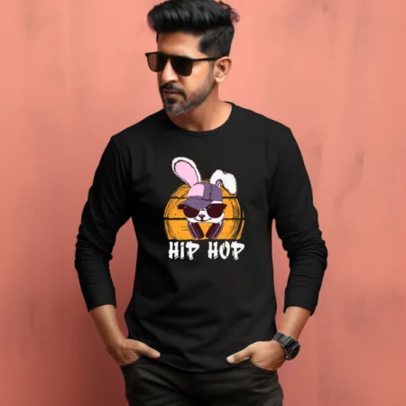 Men's Hip Hop Quote Printed Full Sleeve T Shirt