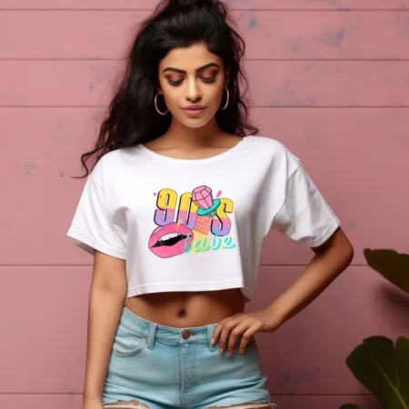 Women's 90'S Babe Graphics Printed Crop Tops
