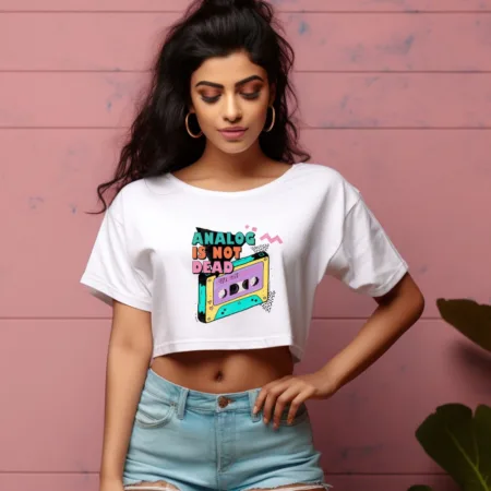 Women's Analog is not Dead Graphics Printed Crop Tops