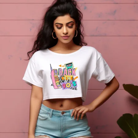 Women's Back To The 90'S Graphics Printed Crop Tops