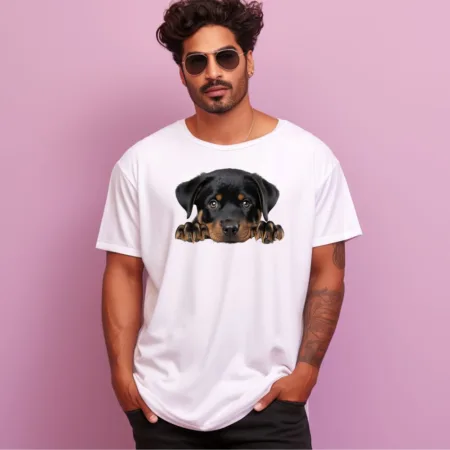 Men's Rottweiler Design Printed Oversized T-Shirt