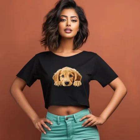 Women's Golden Retriever Graphics Printed Crop Tops
