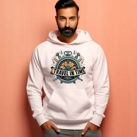 Men's Travel In Time Graphics Printed Hoodies