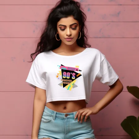 Women's Born in the 90'S Forever Young Graphics Printed Crop Tops