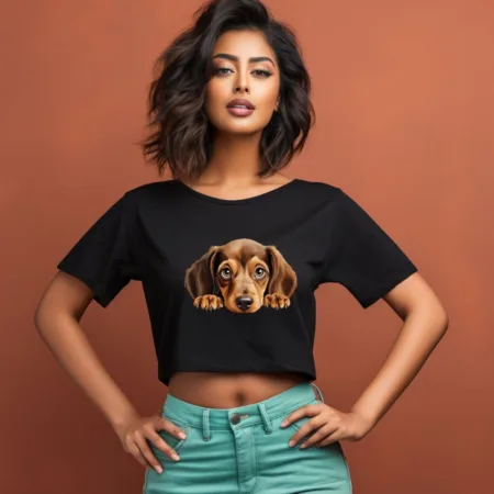 Women's Dachshund Graphics Printed Crop Tops