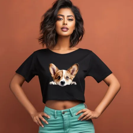 Women's Corgi Graphics Printed Crop Tops