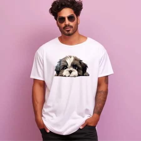 Men's Shih Tzu Design Printed Oversized T-Shirt