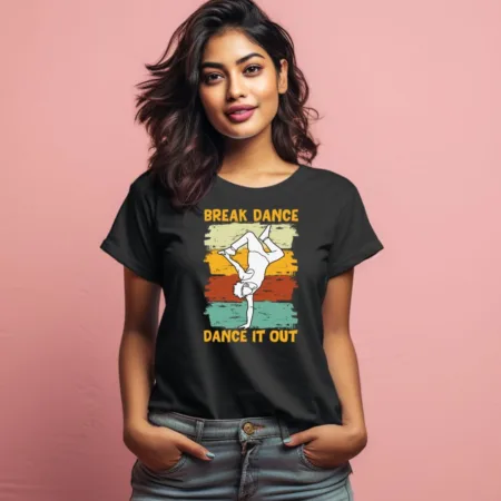 Women's Break Dance Dance It Out Graphics Printed T-Shirt