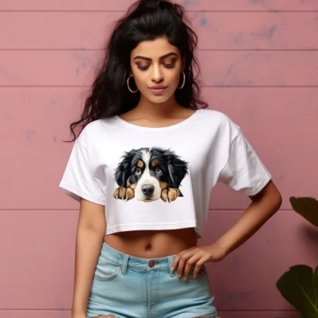 Women's Bernese Mountain Graphics Printed Crop Tops
