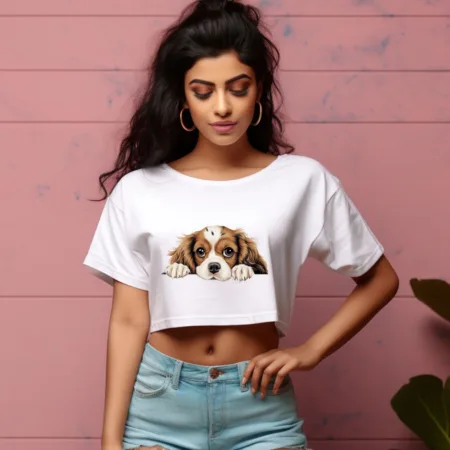 Women's Cavalier King Charles Spaniel Graphics Printed Crop Tops
