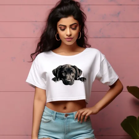 Women's Labrador Retriever Graphics Printed Crop Tops