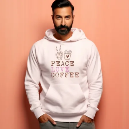 Men's Peace Love Coffee Graphics Printed Hoodies