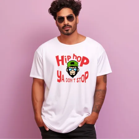 Men's Hip Hop Ya Don't Stop Design Printed Oversized T-Shirt
