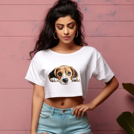 Women's Beagle Graphics Printed Crop Tops