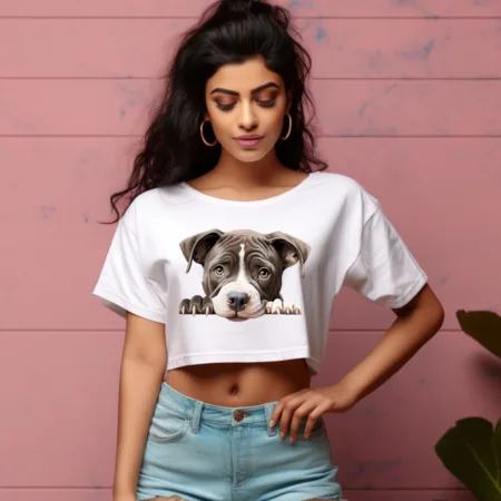 Women's American pit bull Graphics Printed Crop Tops