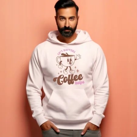 Men's SH'T Happens Coffee Helps Graphics Printed Hoodies