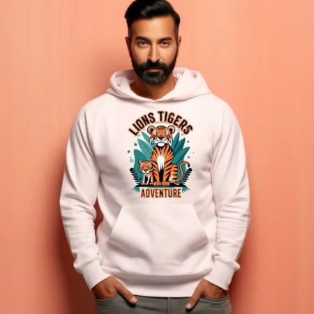 Men's Lions Tigers Adventure Graphics Printed Hoodies
