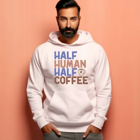 Men's Half Human Half Coffee Graphics Printed Hoodies