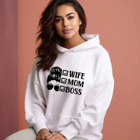 Women's Wife Mom Boss Graphics Printed Hoodies