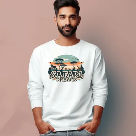 Men's Safari Dreams Quote Printed Full Sleeve T Shirt