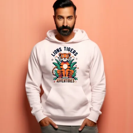 Men's Lions Tigers Adventure Graphics Printed Hoodies