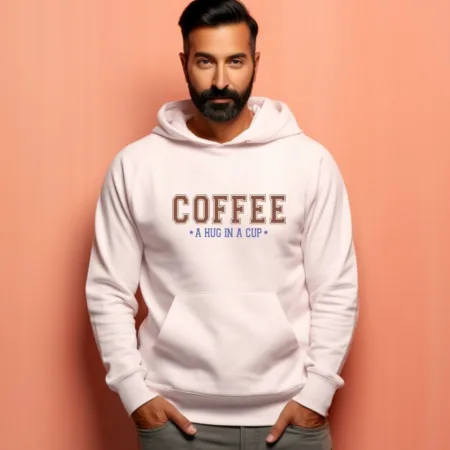 Men's Coffee A Hug In A Cup Graphics Printed Hoodies