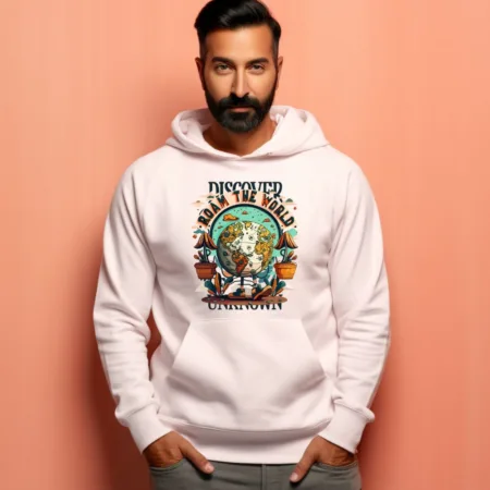 Men's Discover Roam The World Graphics Printed Hoodies