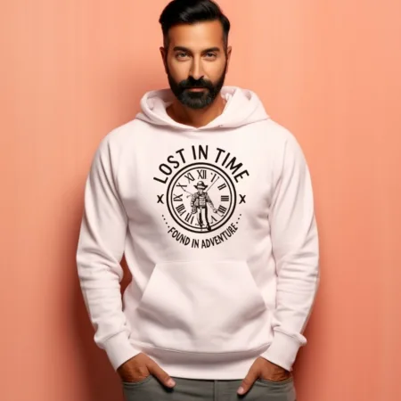Men's Lost In Time Found In Adventure Graphics Printed Hoodies