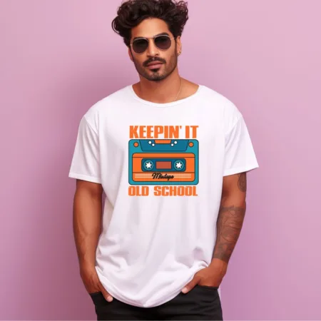 Men's Keepin' IT Old School Design Printed Oversized T-Shirt