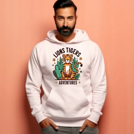 Men's Lions Tigers Adventure Graphics Printed Hoodies
