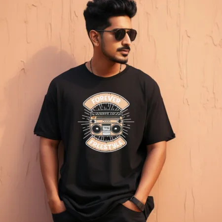Men's Forever Freestyle Design Printed Oversized T-Shirt
