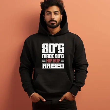 Men's 80's Made 90's Hip Hop Raised Graphics Printed Hoodies