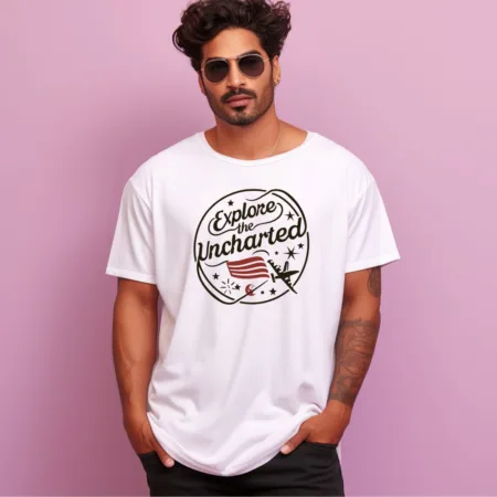 Men's Explore The Uncharted Design Printed Oversized T-Shirt
