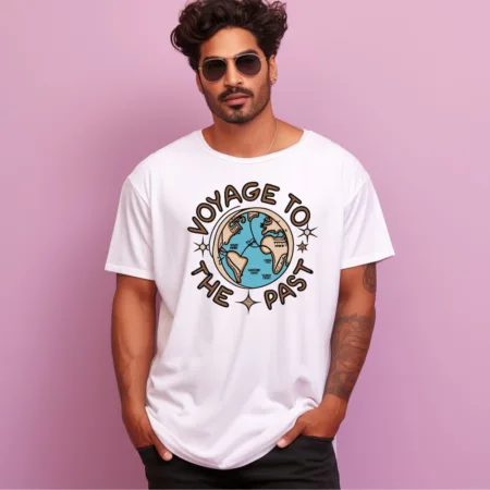 Men's Voyage To The Past Design Printed Oversized T-Shirt