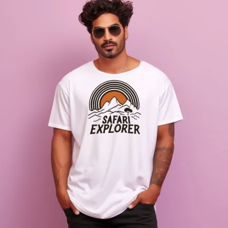 Men's Safari Explorer Design Printed Oversized T-Shirt