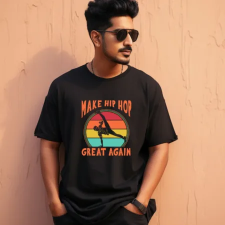 Men's Make Hip Hop Great Again Design Printed Oversized T-Shirt