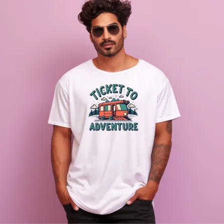 Men's Ticket To Adventure Design Printed Oversized T-Shirt