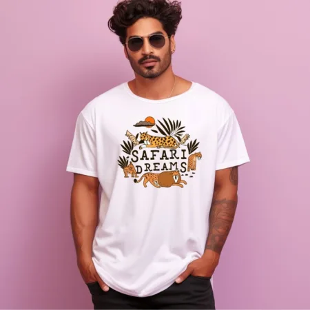 Men's Safari Dreams Design Printed Oversized T-Shirt