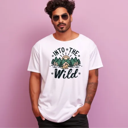 Men's Into The Wild  Design Printed Oversized T-Shirt
