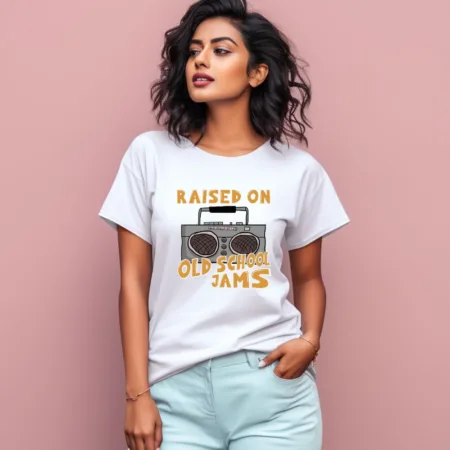 Women's Raised On Old School Jams Graphics Printed T-Shirt