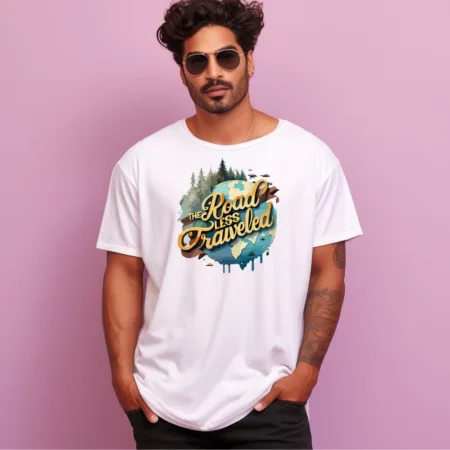 Men's  The Road Less Travelled  Design Printed Oversized T-Shirt