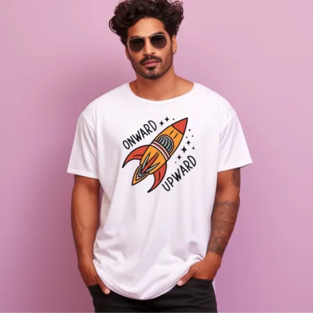 Men's Onward Upward Design Printed Oversized T-Shirt