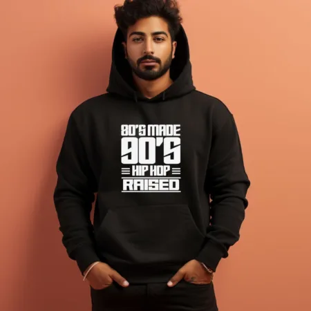 Men's 80's Made 90's Hip Hop Raised Graphics Printed Hoodies