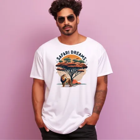 Men's Safari Dreams Design Printed Oversized T-Shirt