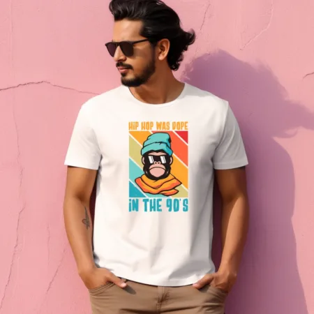 Men's Hip Hop Was Dope In The 90's Design Printed T-Shirt