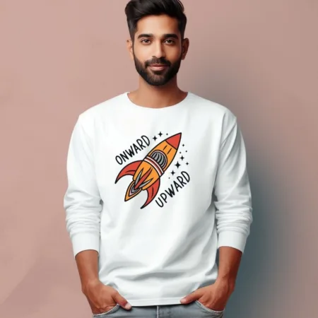 Men's Onward Upward Quote Printed Full Sleeve T Shirt