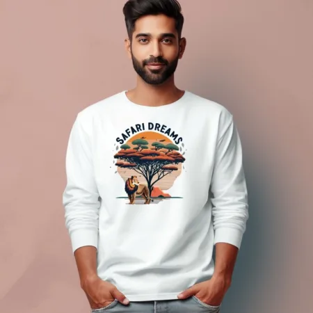 Men's Safari Dreams Quote Printed Full Sleeve T Shirt