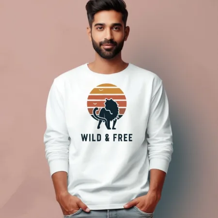 Men's Wild & Free Quote Printed Full Sleeve T Shirt