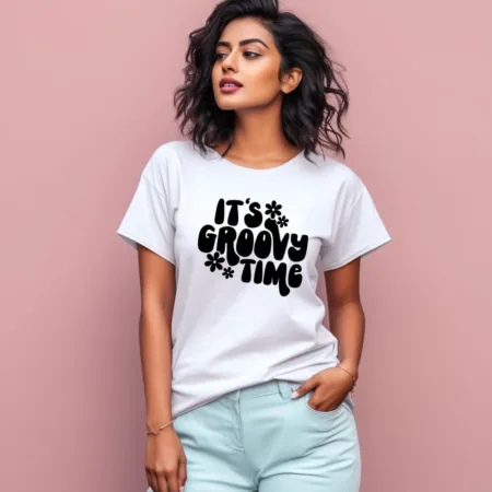 Women's It's Groovy Time Graphics Printed T-Shirt