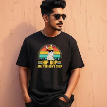 Men's Hip Hop And You Don't Stop Design Printed Oversized T-Shirt
